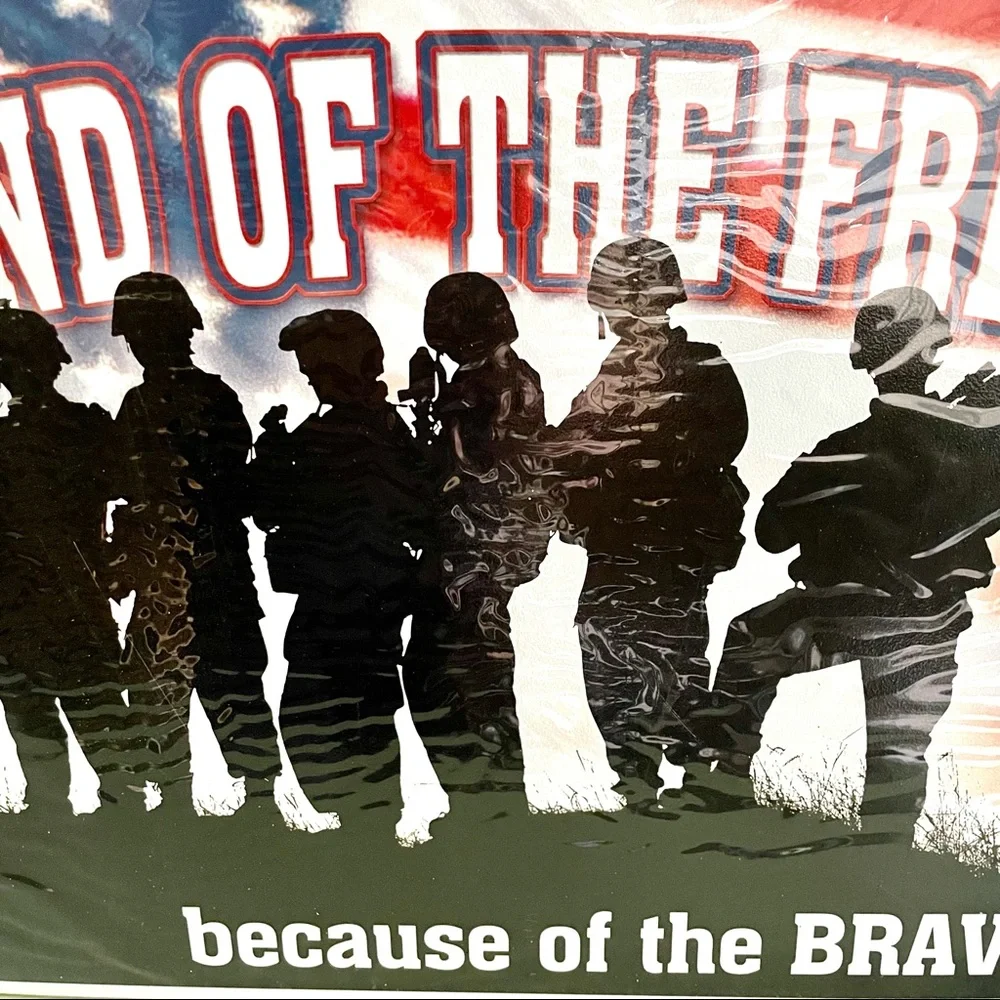 NEW Land Of Free Because Of The Brave Metal Sign